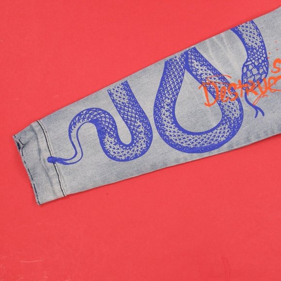 GFTD LOS ANGELES MEN'S Distressed Stretch Denim Jacket Style SED Size: 2XL - Picture 5 of 6